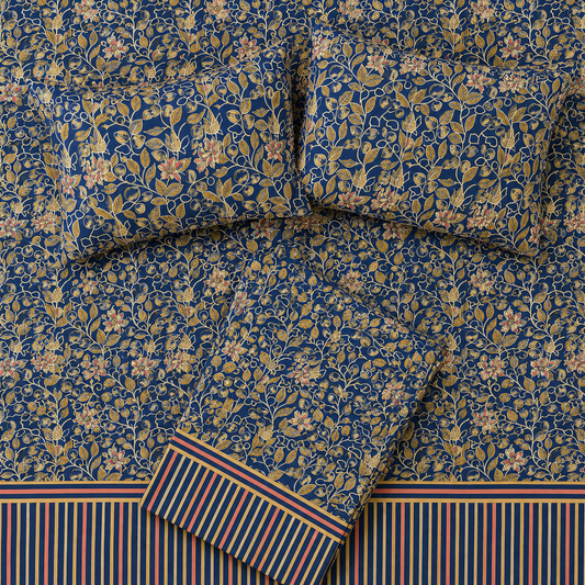 Royal Golden Vines 💙✨ micro cotton bedsheet