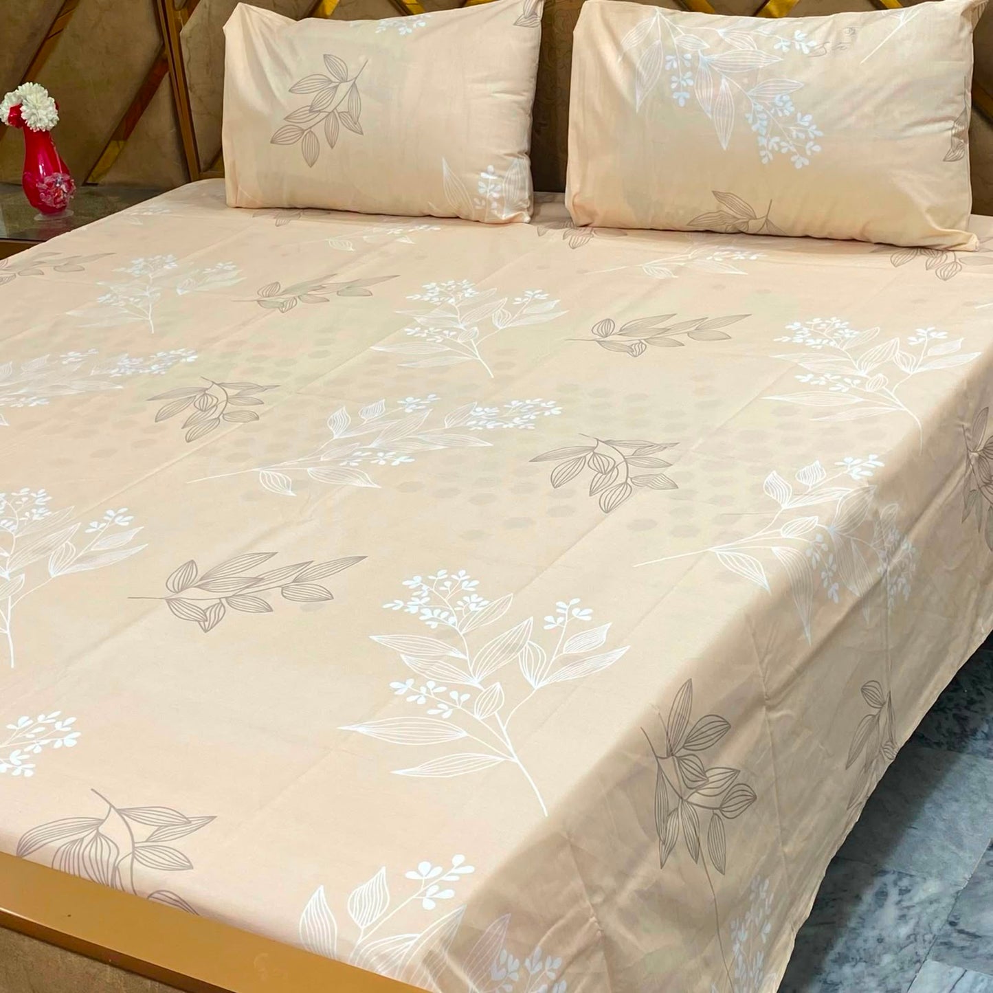 Champagne Botanical Whisper Cotton Bedsheet