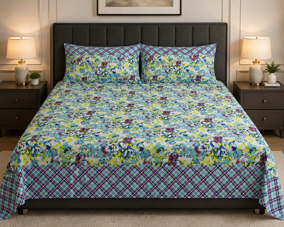Aqua Bloom micro Cotton Bedsheet