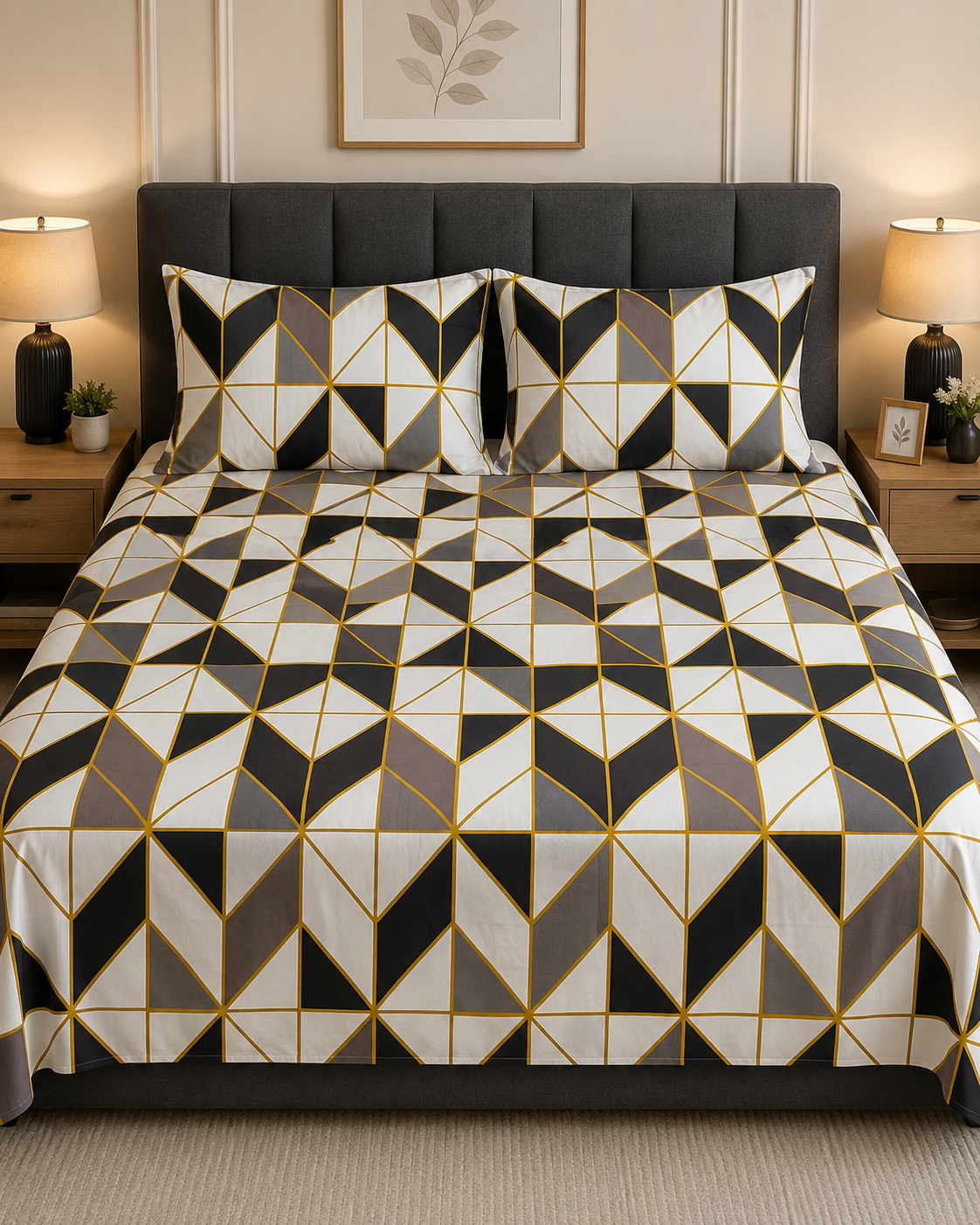 Grey Lavender Cotton Bedsheet