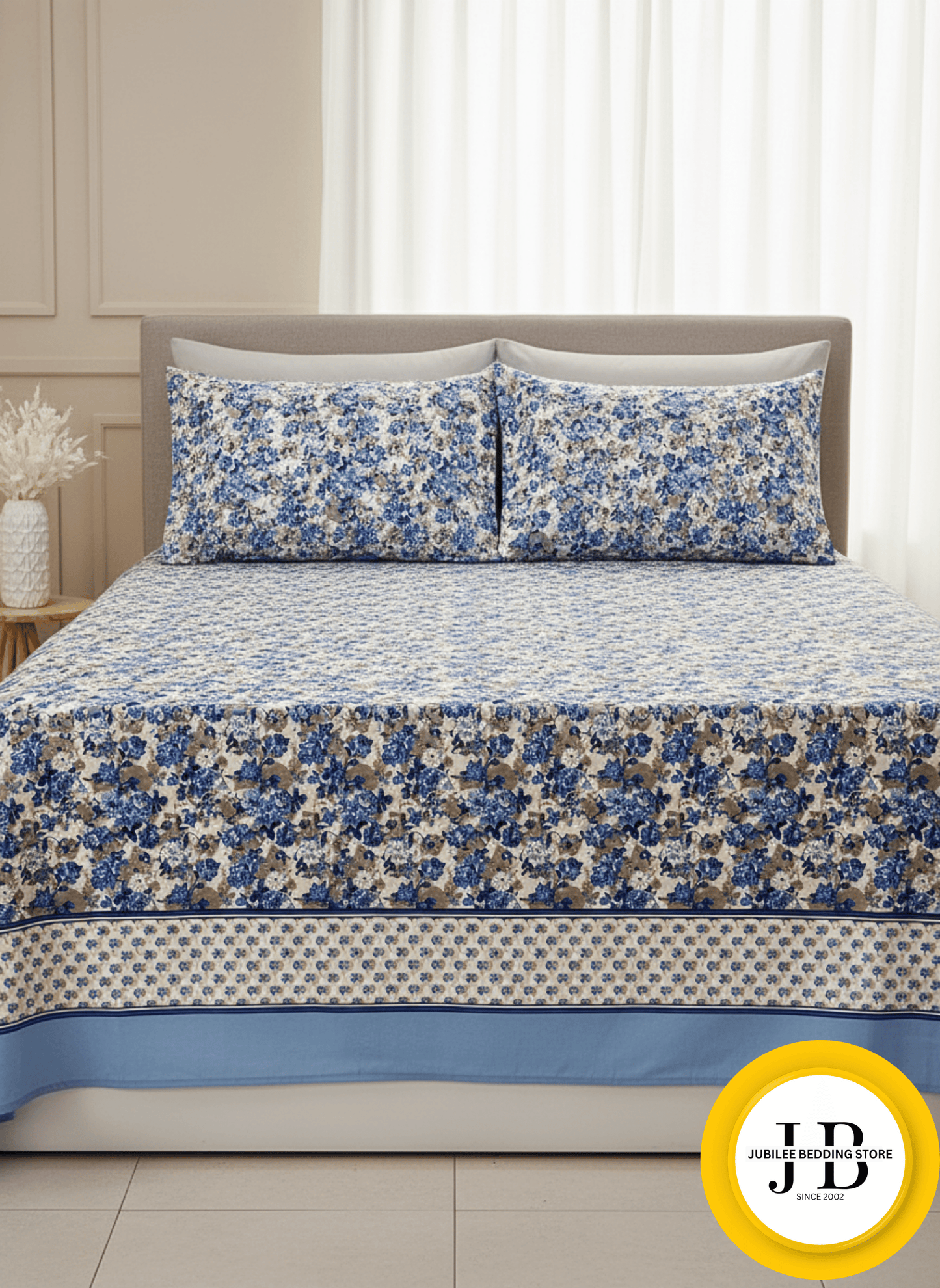 “Soft & Cozy Bedsheet Set – Premium Cotton with Subtle Floral Motif”