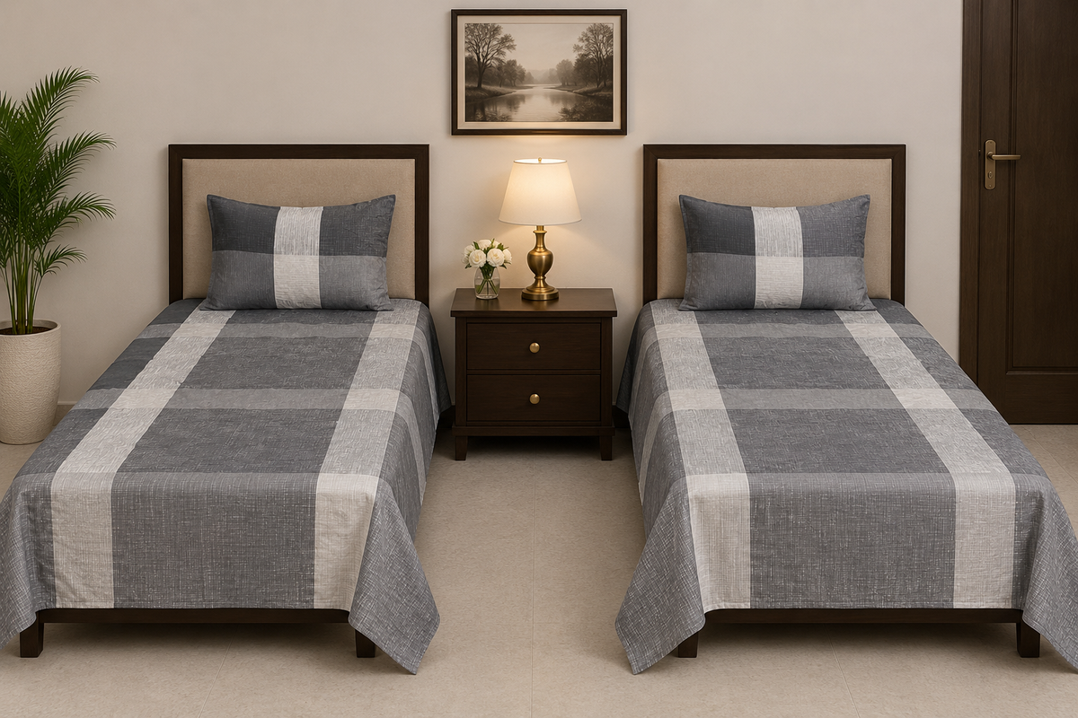 Grey Square Single bedsheet