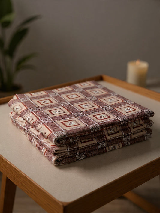 Mehroon Check Print Bedsheet – Soft, Stylish & Premium Cotton Bedroom Set”