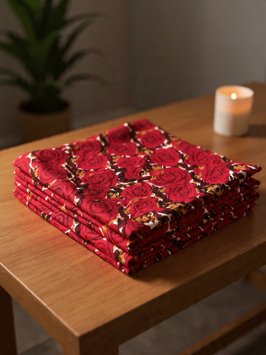 “Premium Red Floral Cotton Bedsheet – Elegant Design for Modern Bedrooms”