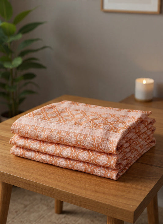 Elegant Orange Double Bedsheet – Smooth Texture, Premium Comfort