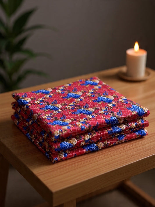 “Premium Red Floral Cotton Bedsheet – Elegant Design for Modern Bedrooms”
