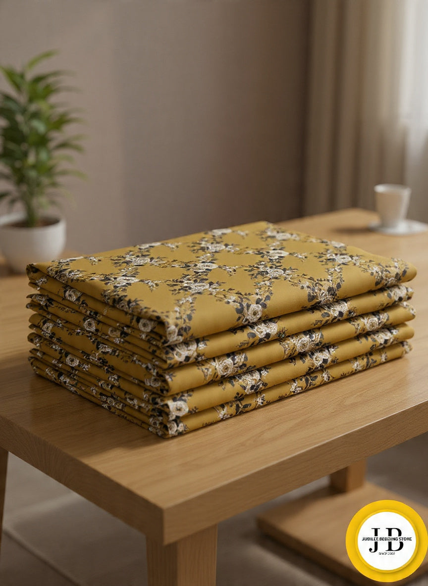 Trendy Printed Bedsheet Yellow – Modern Patterns, Smooth Feel