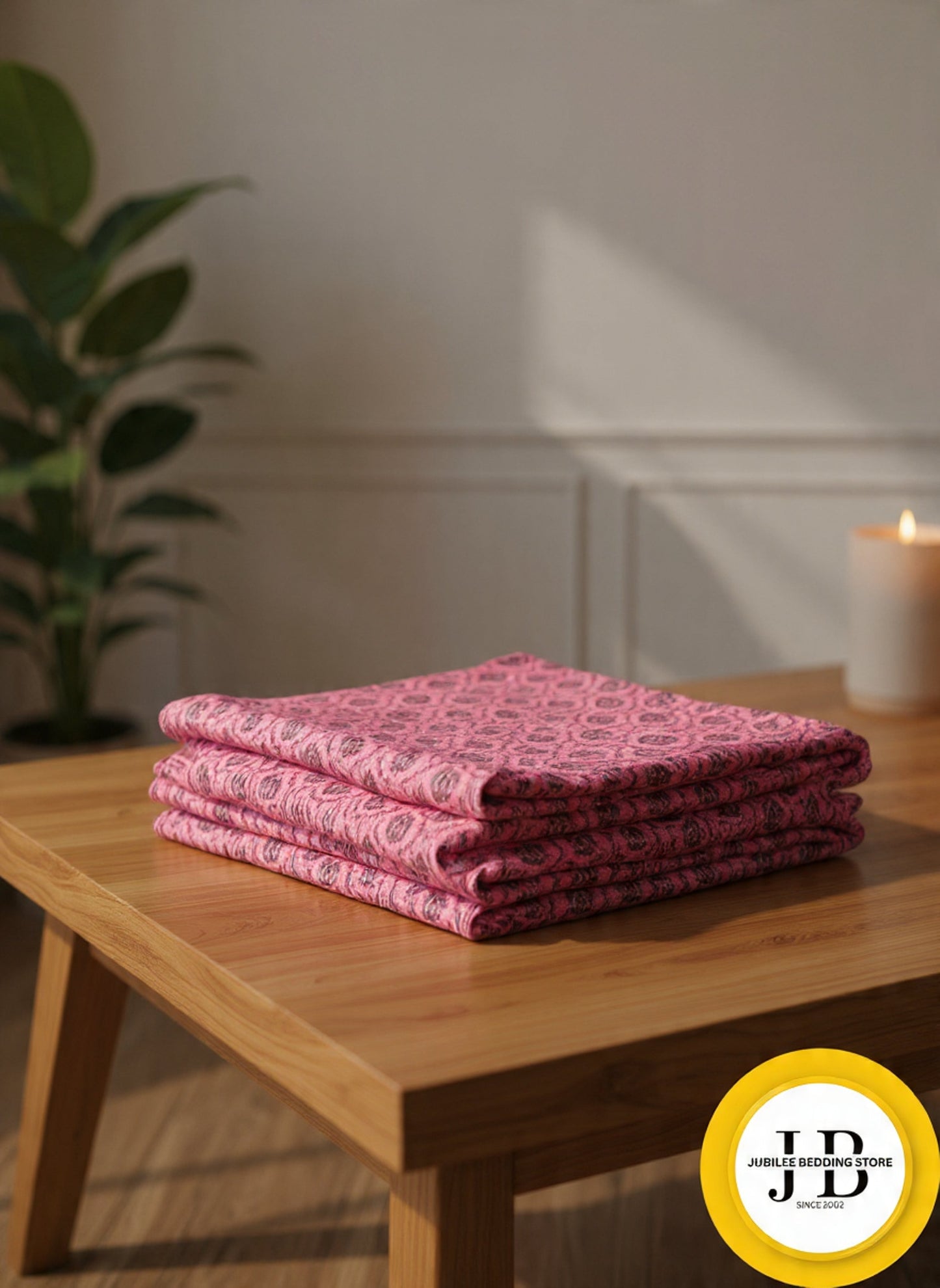 “Pink Elegance Gold Series Bedsheet – Smooth Texture & Luxury Comfort”