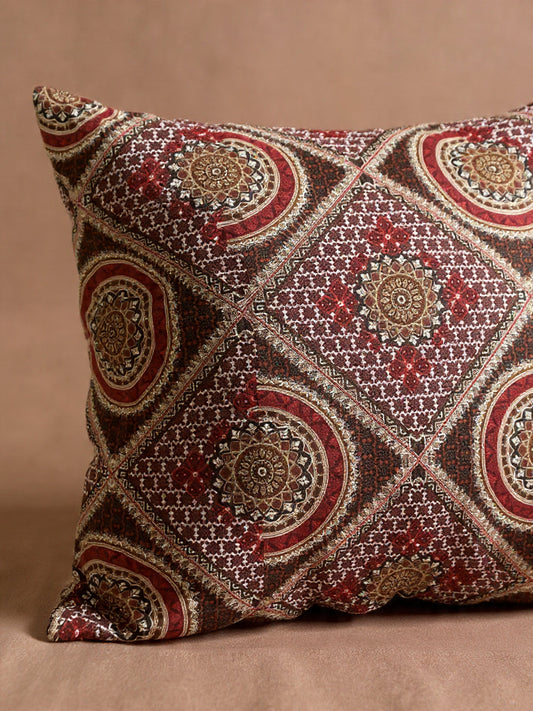 “Rustic Charm Ajrak Bedsheet – Brown & Red Heritage Print, Premium Soft Cotton”