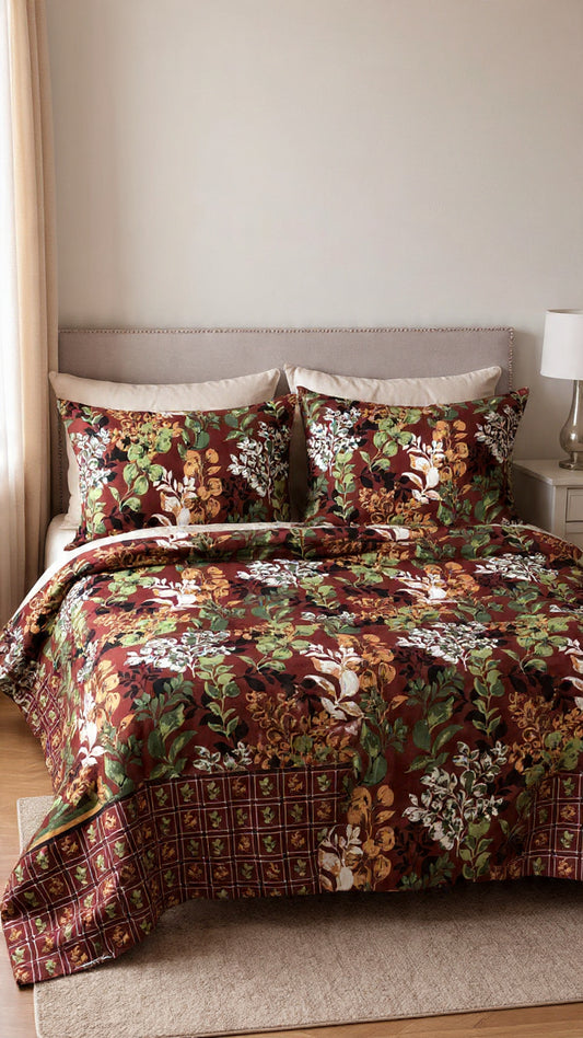 Rich Mehroon Luxury Bedsheet – Premium Cotton, Deep Fade-Proof Color