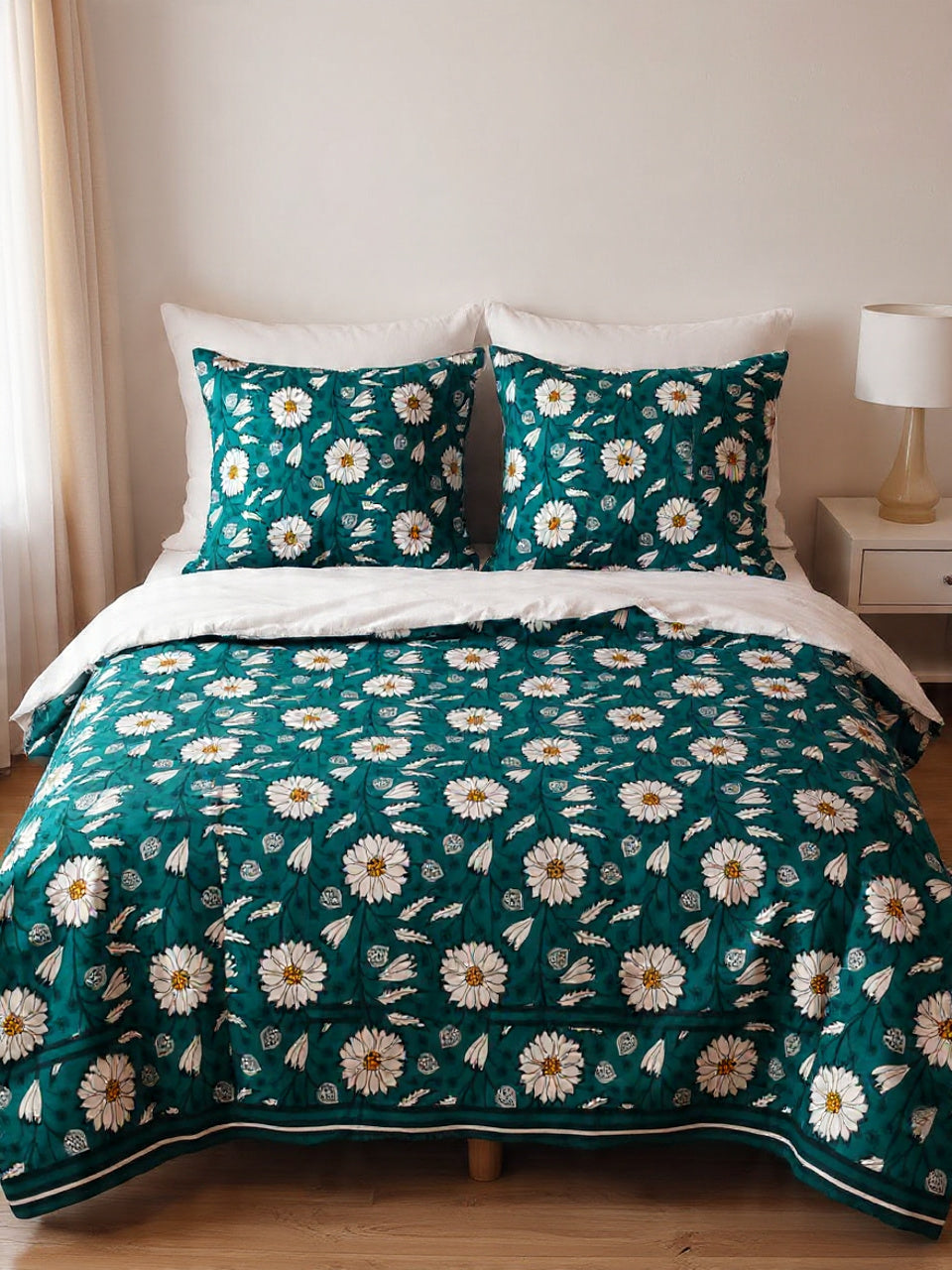 Olive Green Modern Bedsheet – Long-Lasting Cotton Quality Bedsheet