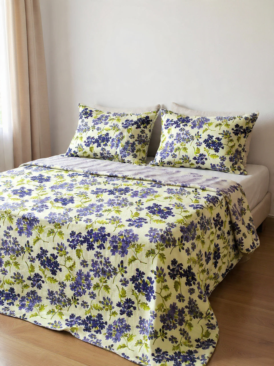 “Elegant Floral Cotton Bedsheet – Soft Fabric with Timeless Bedroom Look”