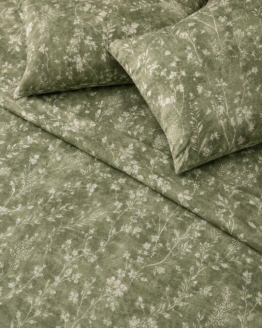 Olive Blossom Cotton Bedsheeet