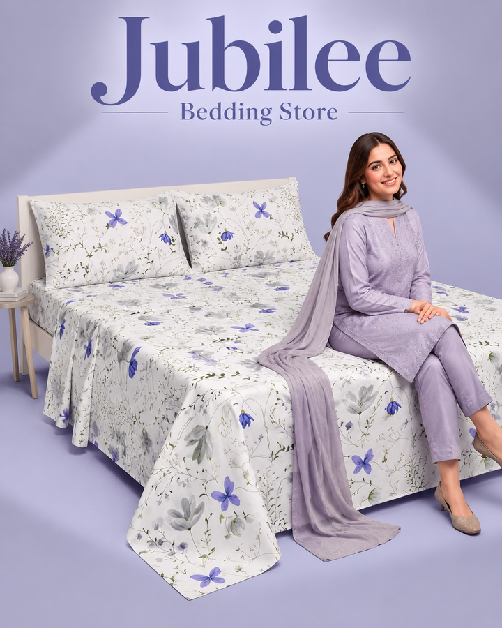 Midnight Leaves Cotton Bedsheet