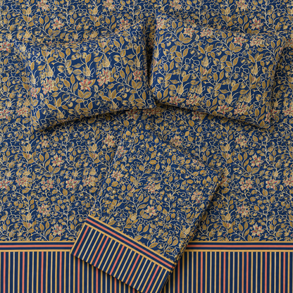 Royal Golden Vines 💙✨ micro cotton bedsheet