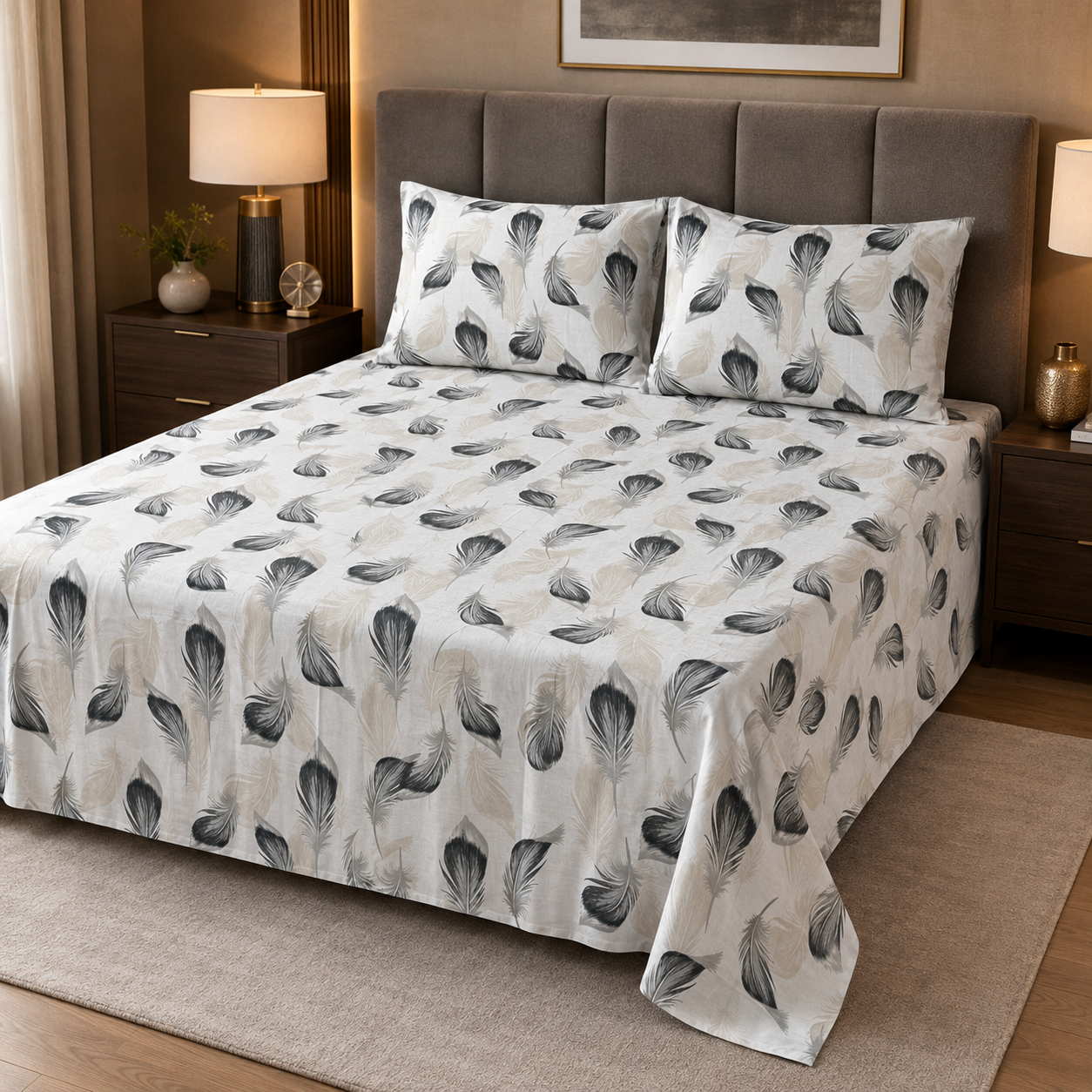 Ivory Feather Drift Cotton Bedsheet