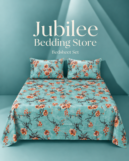 Navy Blossom Classic Bedsheet