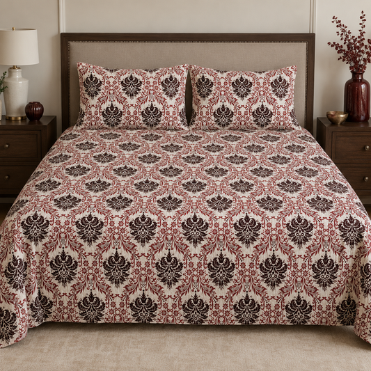 Burgundy Imperial Damask ❤️🤎Micro Cotton