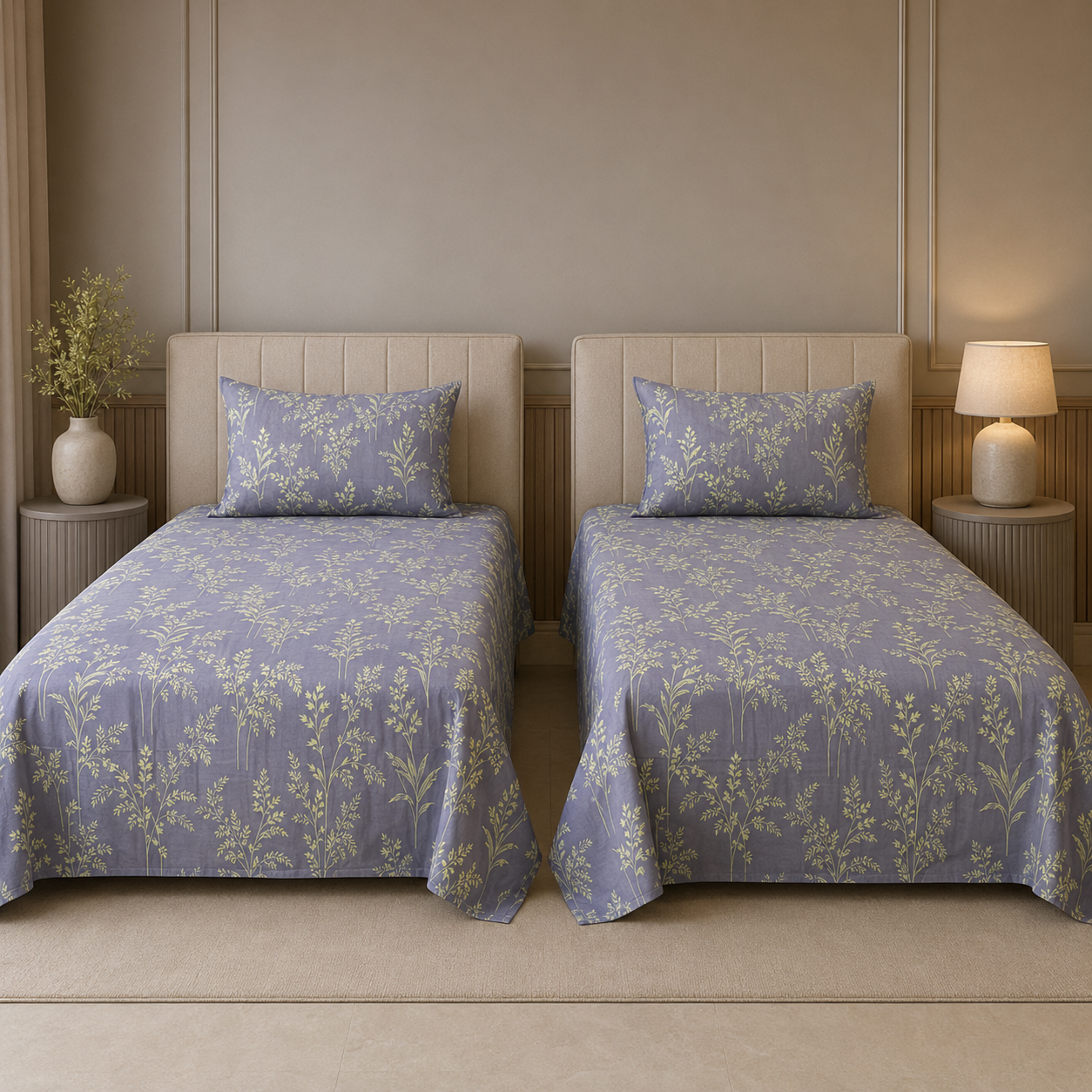 Lavender Wild Grass Floral Bedsheet Single Bedsheet