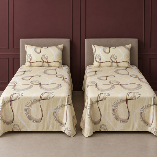 Ivory Abstract Loops Pure Cotton Single Bedsheet