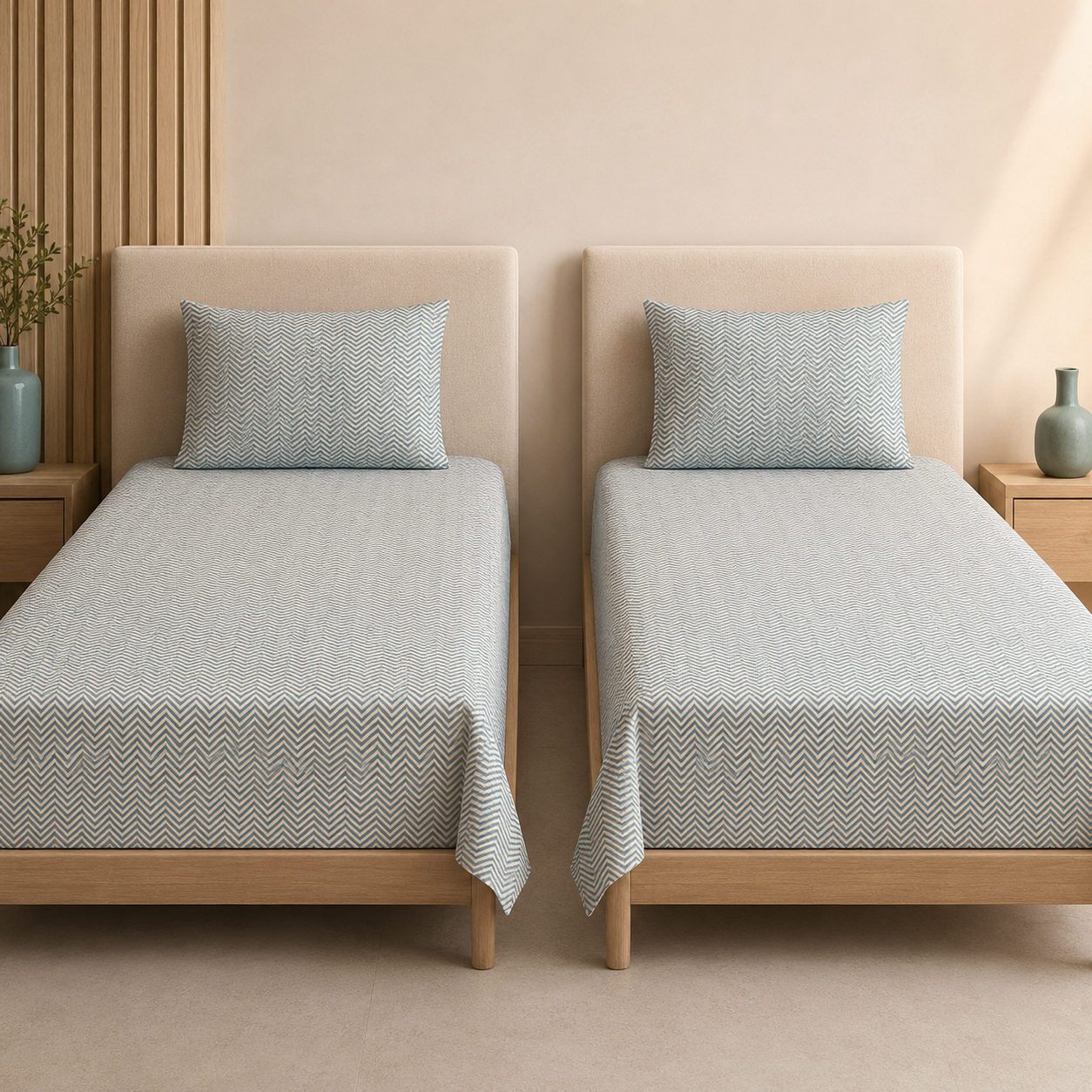 Teal Chevron Zigzag Design Ocean Chevron Luxe Single bedsheet