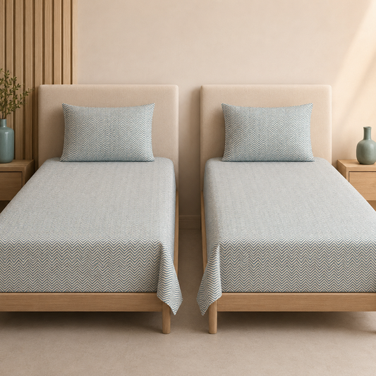 Teal Chevron Zigzag Design Ocean Chevron Luxe Single bedsheet
