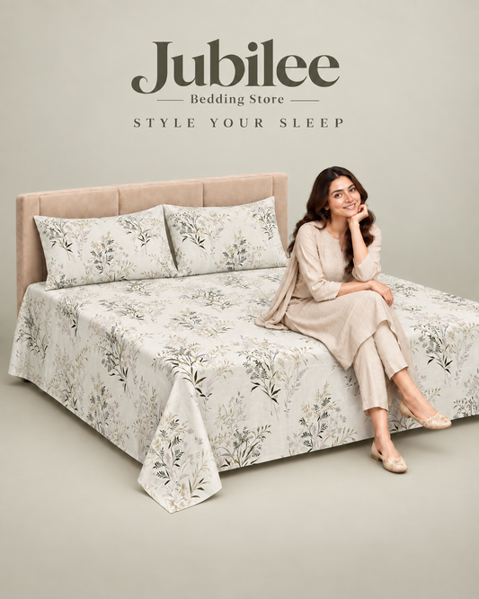 Botanical Leaf Print Bedsheet | Elegant Nature Inspired bedsheet