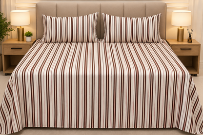 Chocolate Stripes Cotton Bedsheet