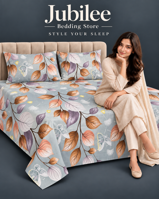 Floral Butterfly Printed Bedsheet Set