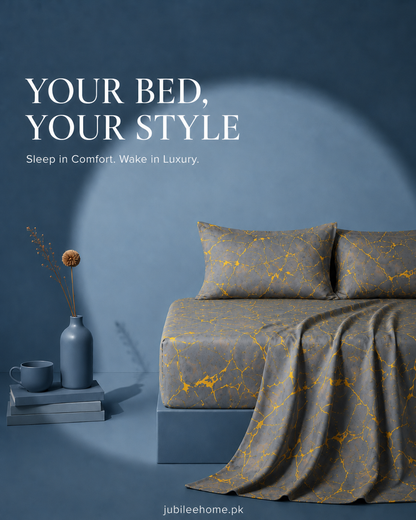 Golden Marble Elegance Bedsheet