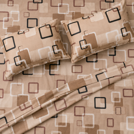Modern Beige Square Pattern Bedsheet