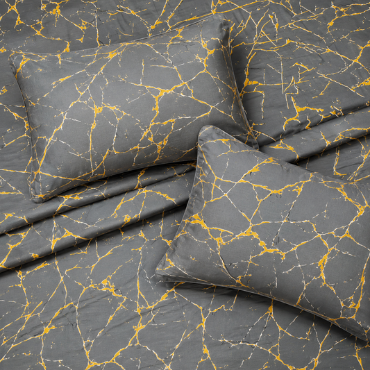 Golden Marble Elegance Bedsheet