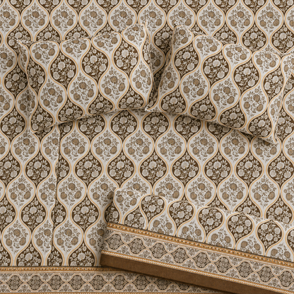 Mocha Royal Garden 🤎✨ Micro Cotton Bedsheet
