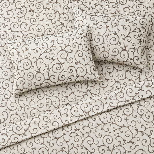 Elegant Ivory Vine Pattern Bedsheet