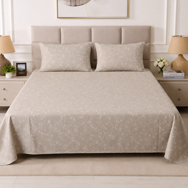 Lavender Stripe Leaf Premium Bedsheet