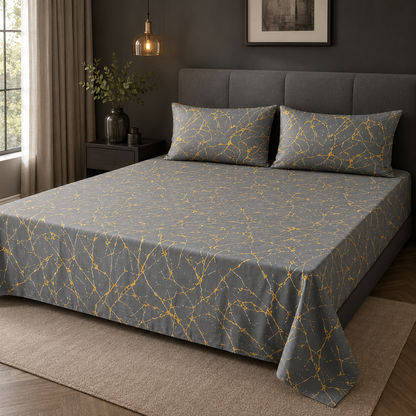 Golden Marble Elegance Bedsheet