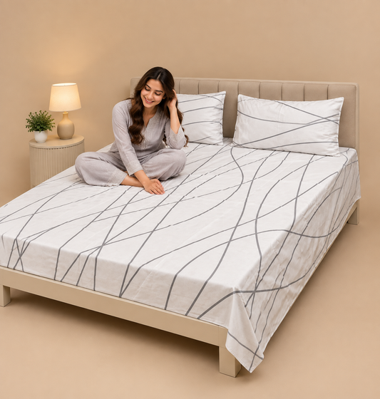Ivory Stone Abstract Premium line Bedsheet