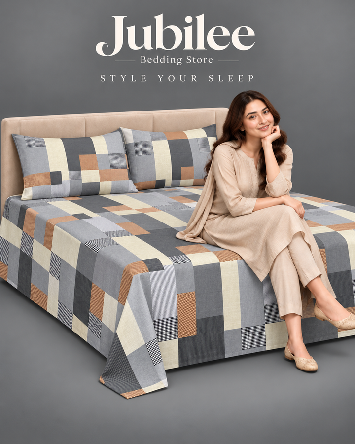 Geometric Block Pattern Bedsheet Set