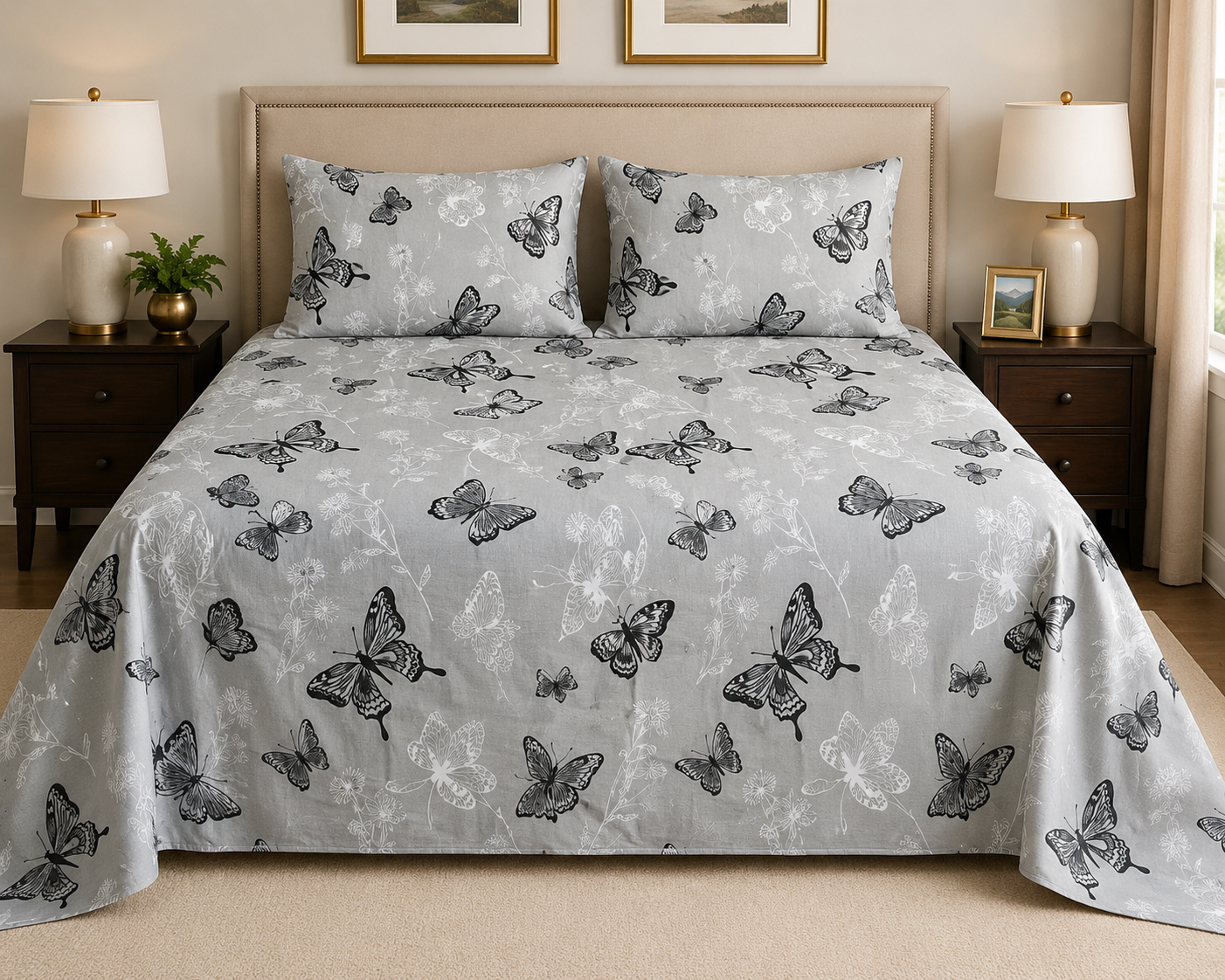 Royal Butterfly Printed Bedsheet