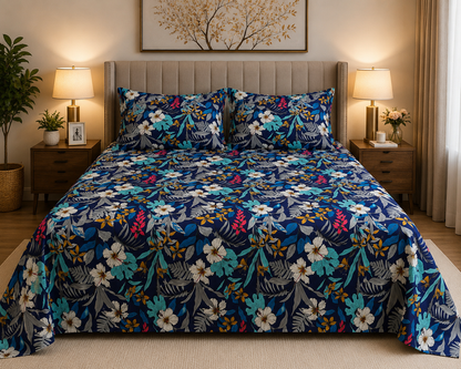 Nordic Bloom Micro Cotton Bedsheet