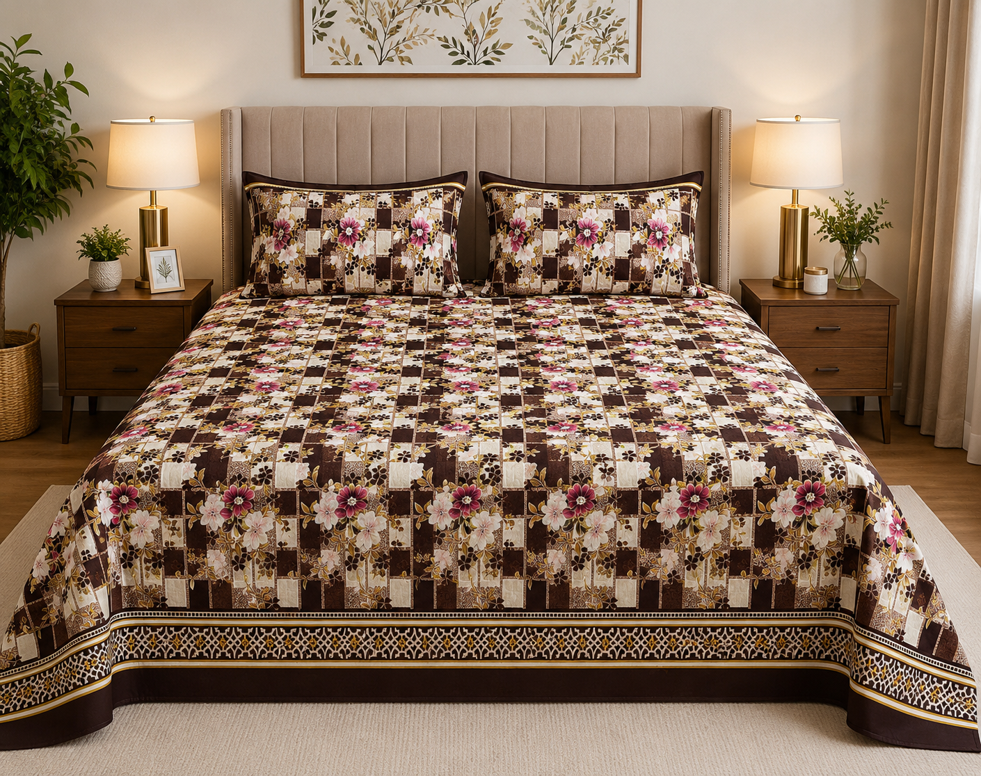 Desert Bloom Micro Cotton Bedsheet