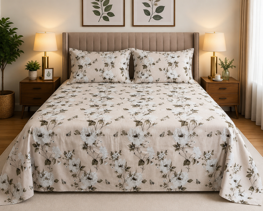 Sand leaves Premium Bedsheet