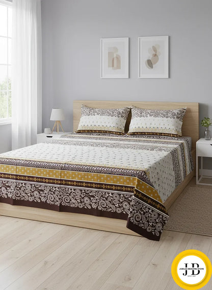 Elegant Geometric Print Bedsheet – Fade-Proof & Ultra Soft