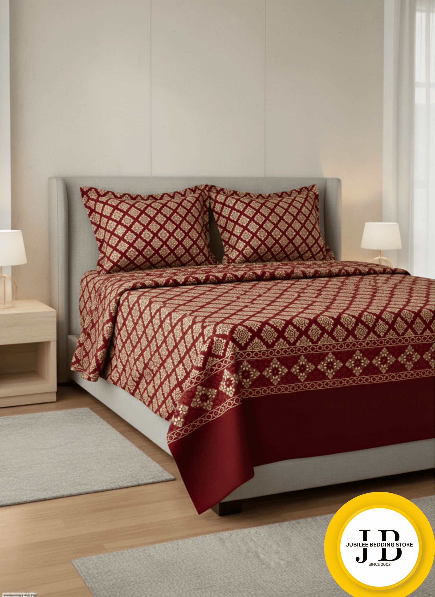 “Gold Fusion Abstract Bedsheet – Contemporary Art Pattern & Smooth Texture”