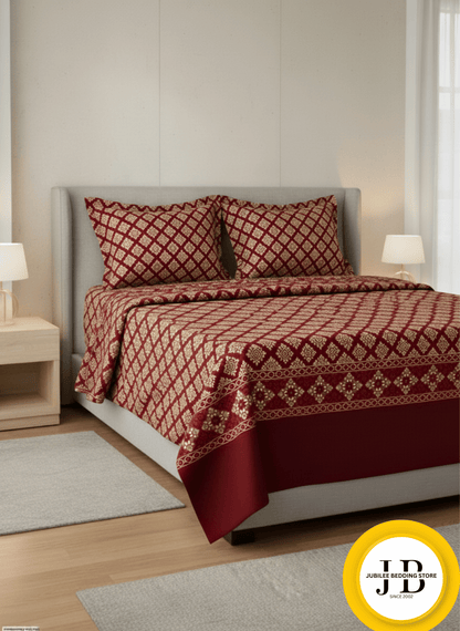 “Gold Fusion Abstract Bedsheet – Contemporary Art Pattern & Smooth Texture”