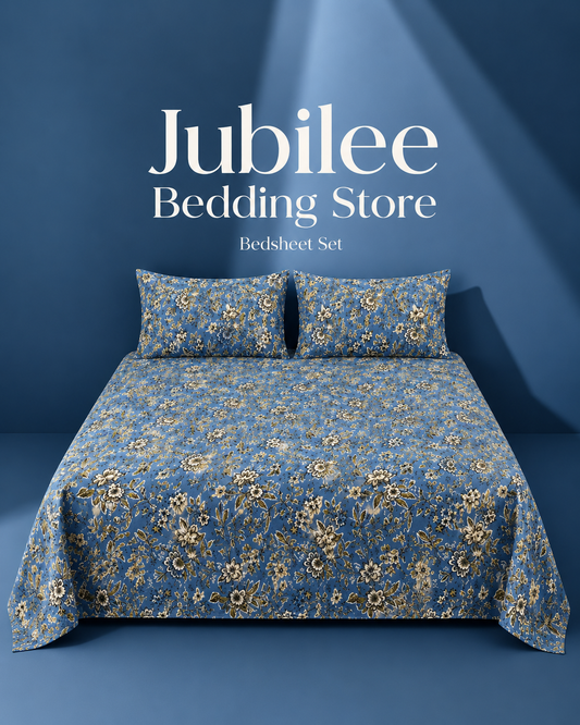 Blue Blossom  Timeless Micro Cotton Bedsheet