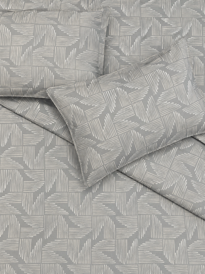 Silver Grid Elegance Cotton Bedsheet
