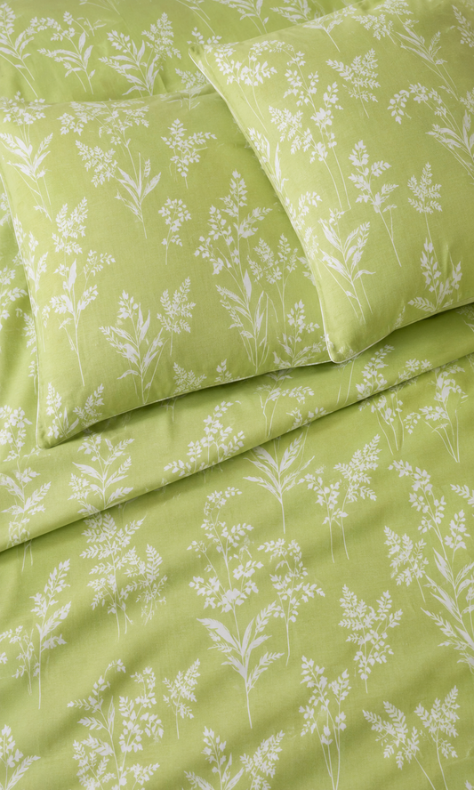 Light Green Floral  Cotton Bedsheet