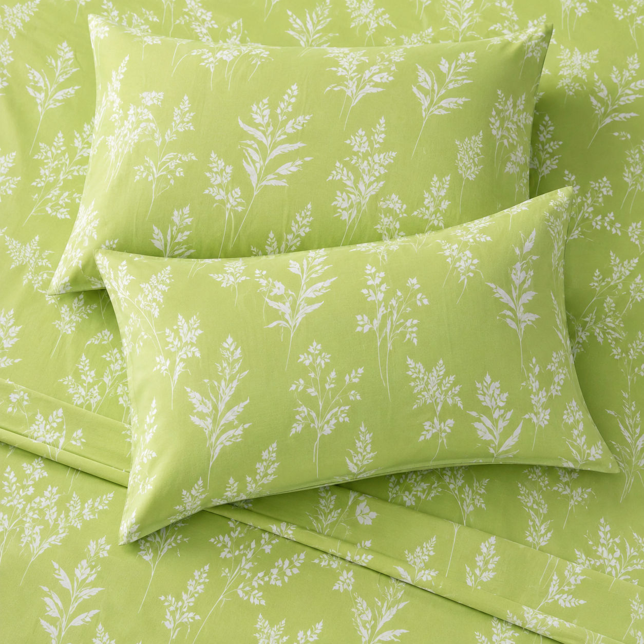 Light Green Floral  Cotton Bedsheet