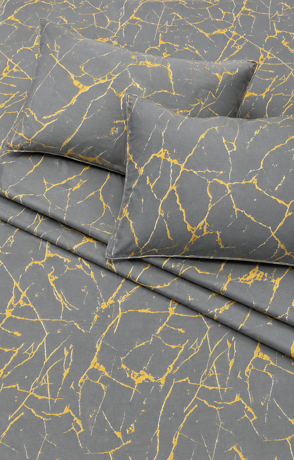 Golden Marble Elegance Bedsheet